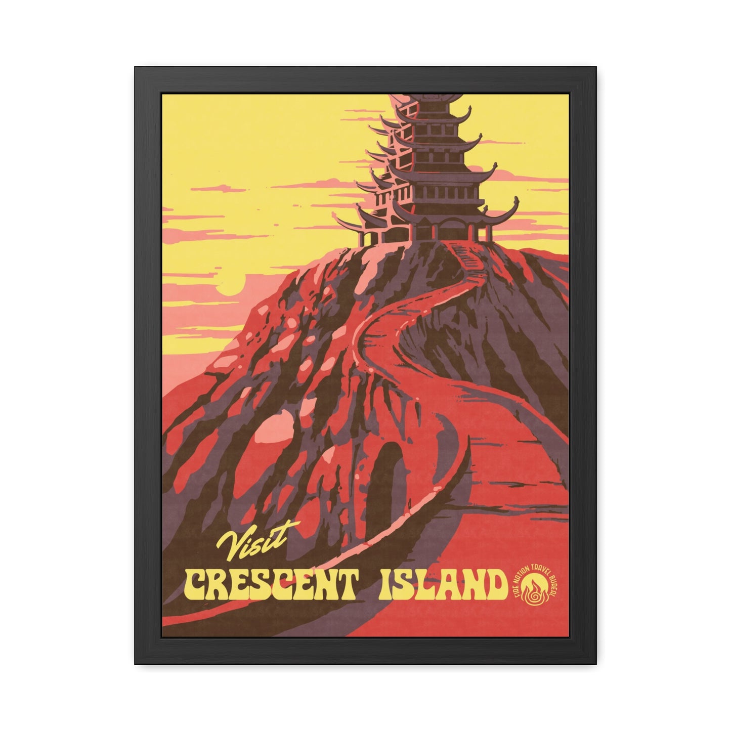 Visit Crescent Island Travel Poster (Framed)