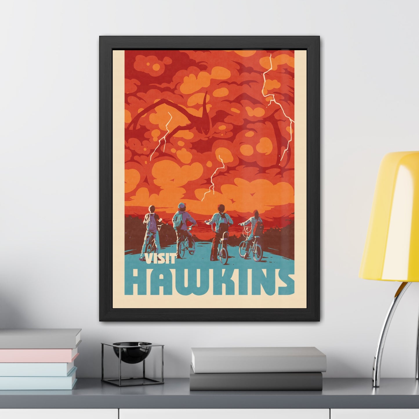 Visit Hawkins Travel Poster (Framed)