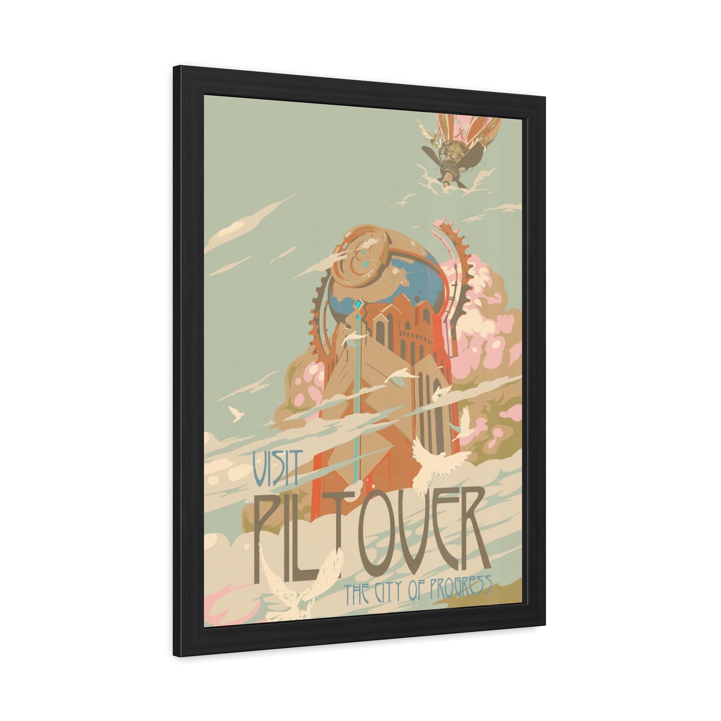 Visit Piltover Town Travel Poster (Framed)