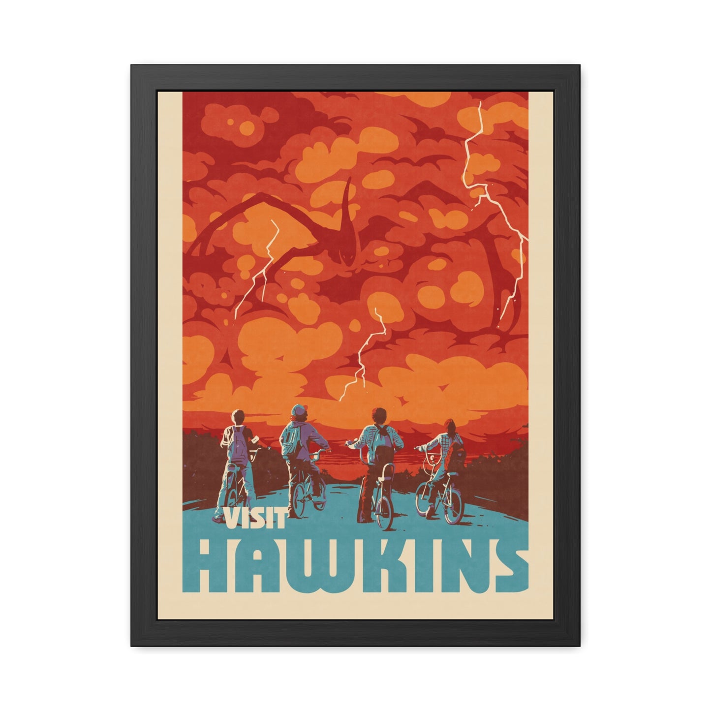 Visit Hawkins Travel Poster (Framed)