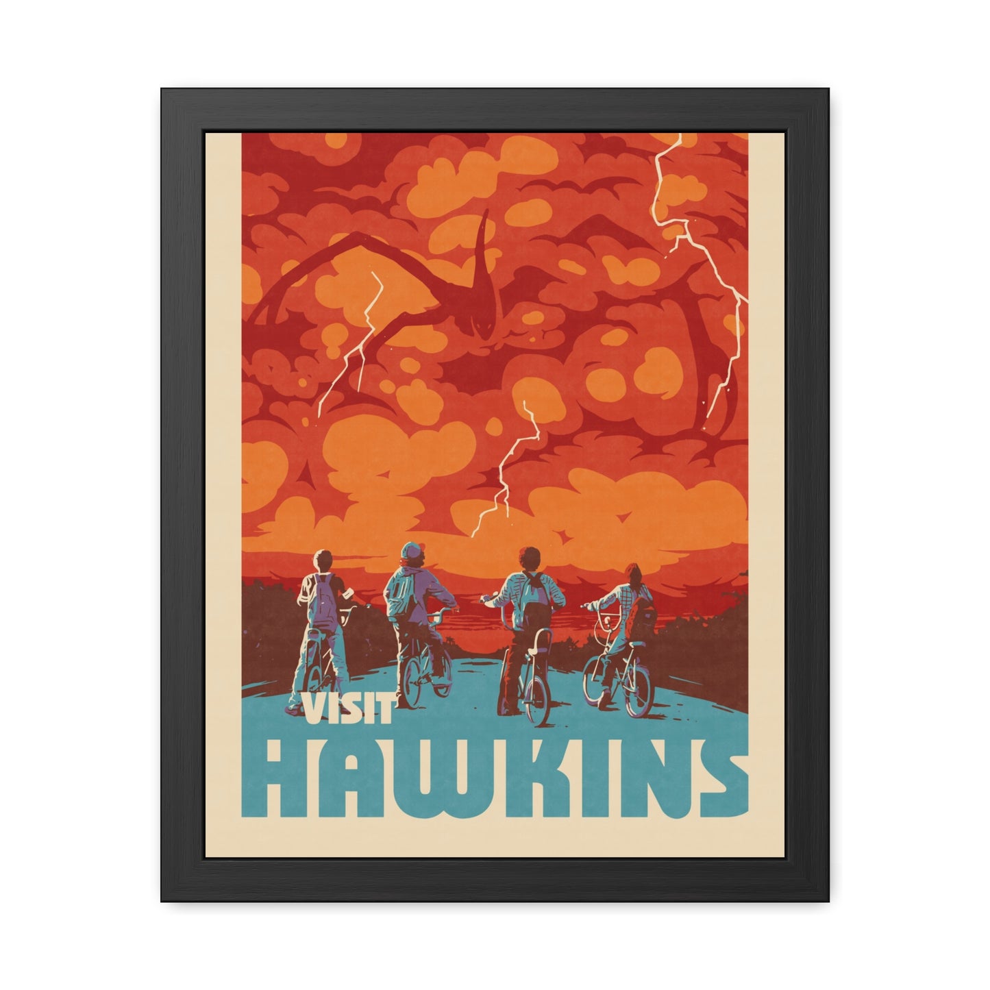 Visit Hawkins Travel Poster (Framed)