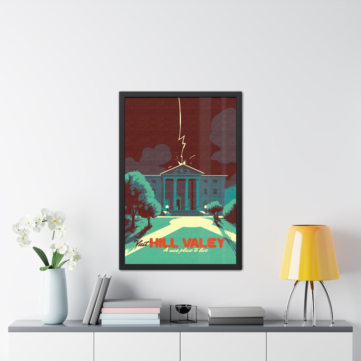 Visit Hill Valley Past Travel Poster (Framed)