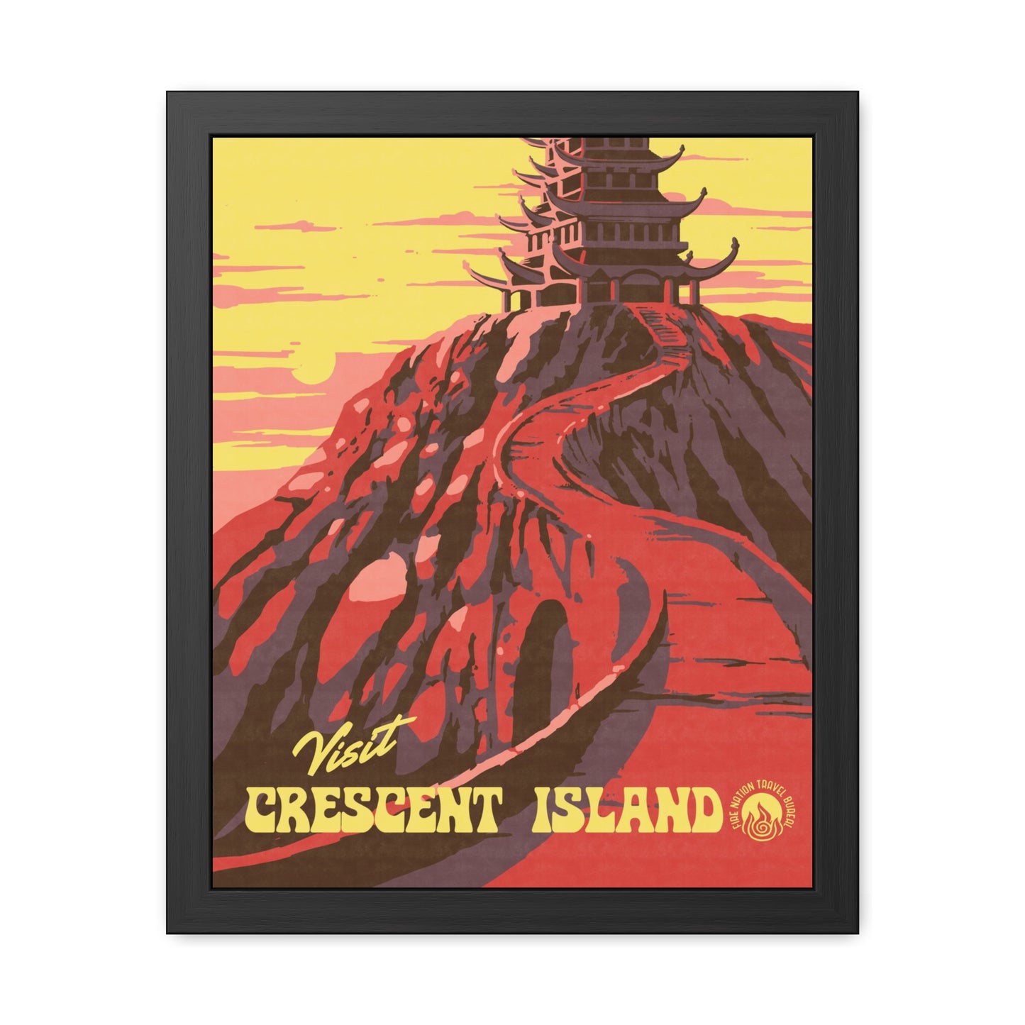 Visit Crescent Island Travel Poster (Framed)