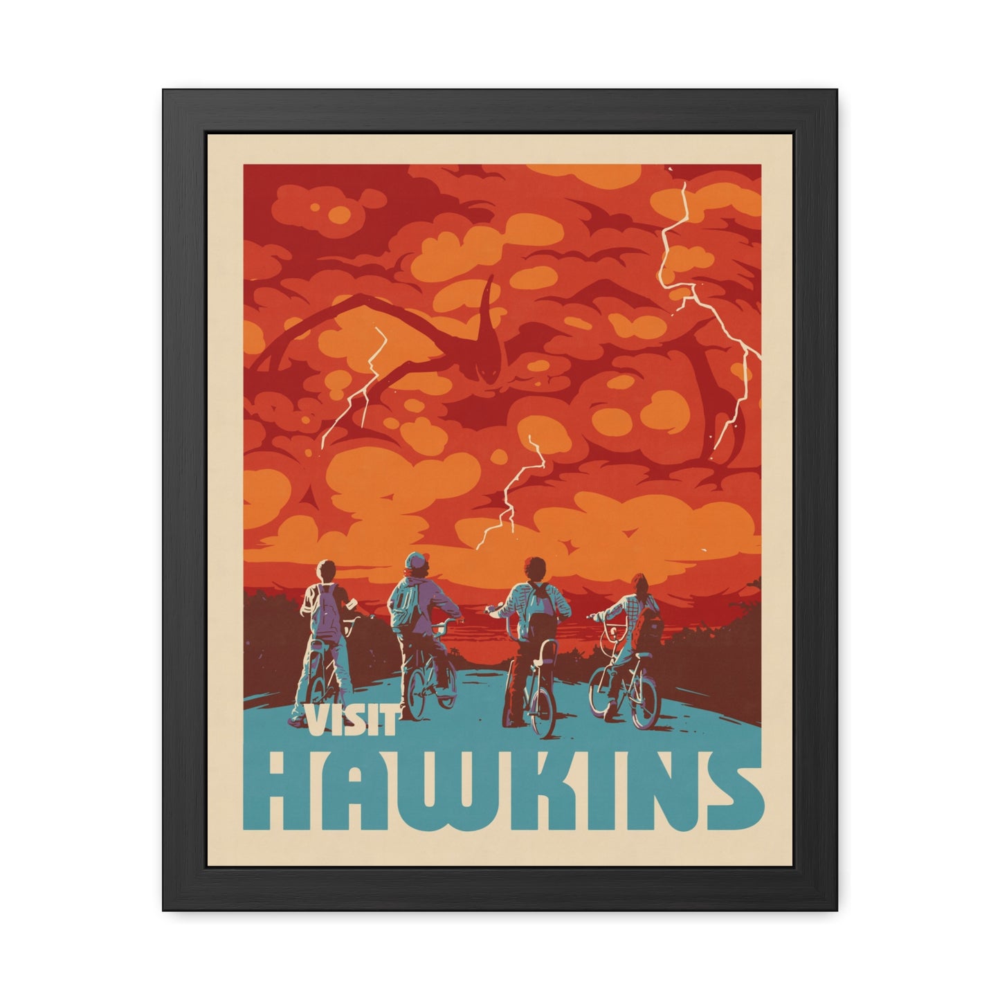 Visit Hawkins Travel Poster (Framed)