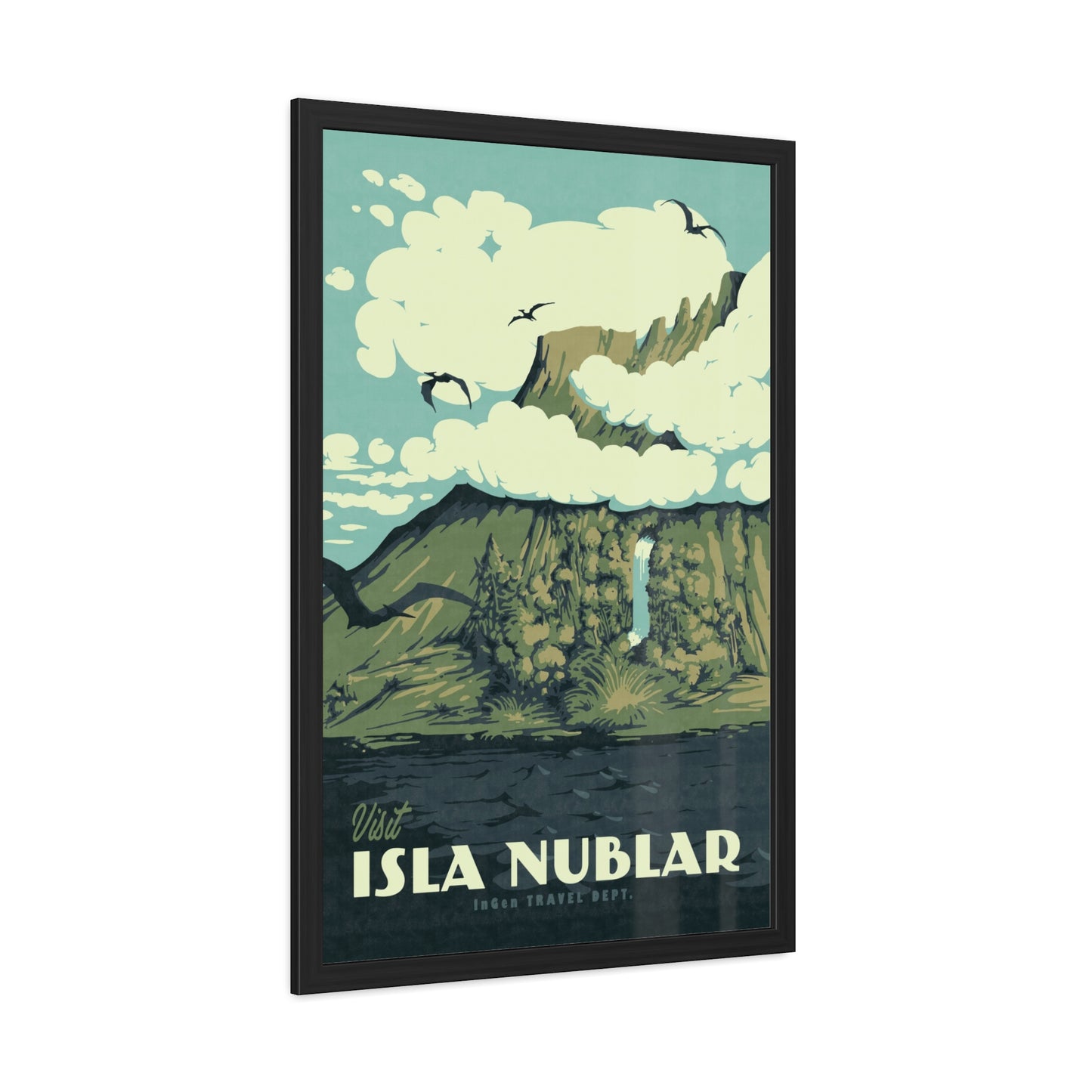Visit Isla Nublar Travel Poster (Framed)