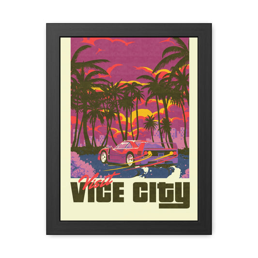 Visit Vice City Travel Poster (Framed)