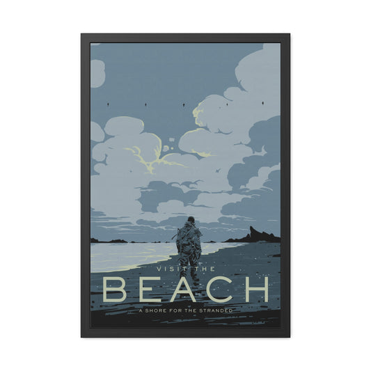Visit The Beach Travel Poster (Framed)